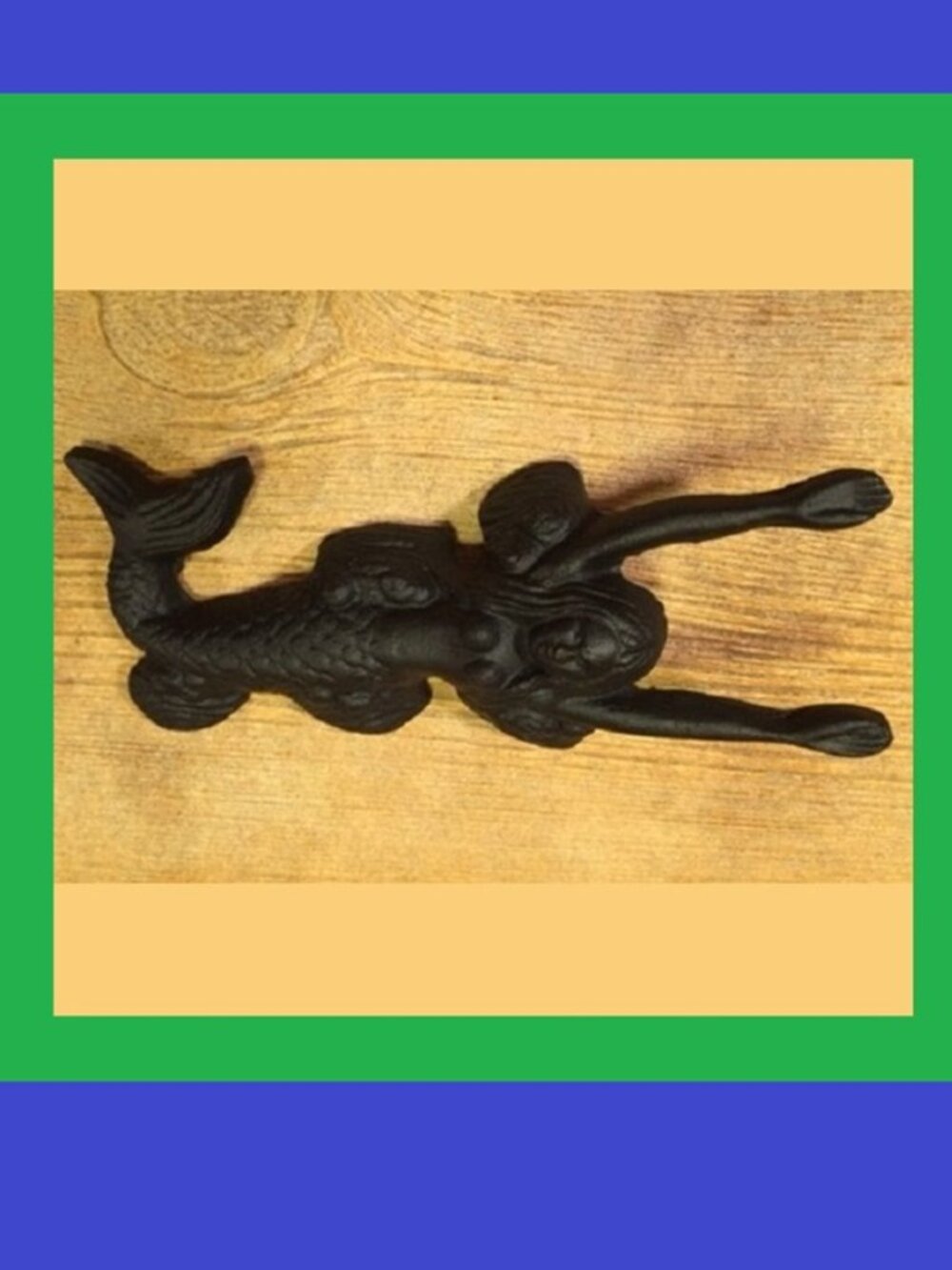 Black Cast Iron Mermaid Indoor Doorstop 2" wide by 10" long 04442